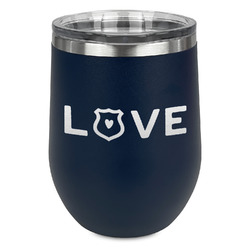 Police Quotes and Sayings Stemless Stainless Steel Wine Tumbler - Navy - Single Sided