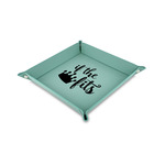 Princess Quotes and Sayings Faux Leather Dice Tray - 6" x 6" - Teal