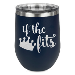 Princess Quotes and Sayings Stemless Stainless Steel Wine Tumbler - Navy - Single Sided