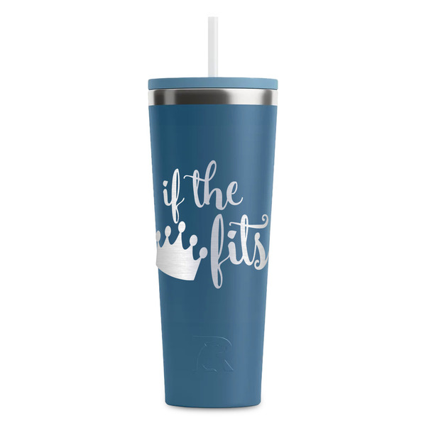 Custom Princess Quotes and Sayings RTIC Everyday Tumbler with Straw - 28oz - Steel Blue - Double-Sided