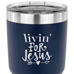 Religious Quotes and Sayings 30 oz Stainless Steel Tumbler - Navy - Single Sided