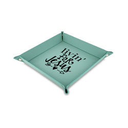 Religious Quotes and Sayings Faux Leather Dice Tray - 6" x 6" - Teal