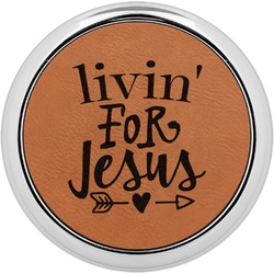 Religious Quotes and Sayings Set of 4 Leatherette Round Coasters w/ Silver Edge