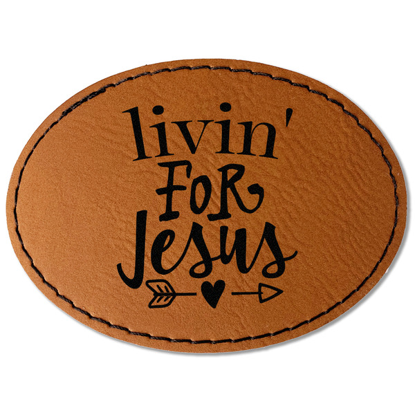 Custom Religious Quotes and Sayings Faux Leather Iron On Patch - Oval