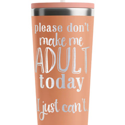 Funny Quotes and Sayings RTIC Everyday Tumbler with Straw - 28oz - Peach - Single-Sided