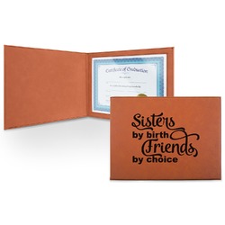 Sister Quotes and Sayings Leatherette Certificate Holder - Front