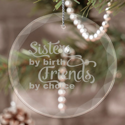 Sister Quotes and Sayings Engraved Glass Ornament