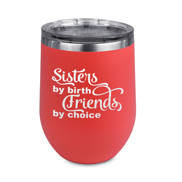 Custom Sister Quotes and Sayings Stemless Stainless Steel Wine Tumbler - Coral - Double Sided