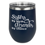 Sister Quotes and Sayings Stemless Stainless Steel Wine Tumbler - Navy - Single Sided