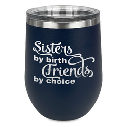 Sister Quotes and Sayings Stemless Stainless Steel Wine Tumbler - Navy - Single Sided