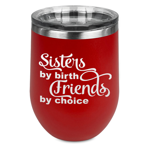 Custom Sister Quotes and Sayings Stemless Stainless Steel Wine Tumbler - Red - Double Sided