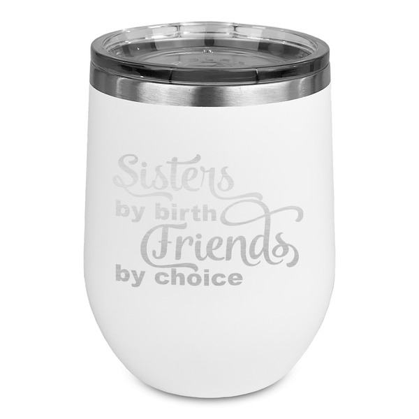 Custom Sister Quotes and Sayings Stemless Stainless Steel Wine Tumbler - White - Double Sided