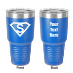 Super Hero Letters 30 oz Stainless Steel Tumbler - Royal Blue - Double-Sided (Personalized)