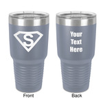 Super Hero Letters 30 oz Stainless Steel Tumbler - Grey - Double-Sided (Personalized)