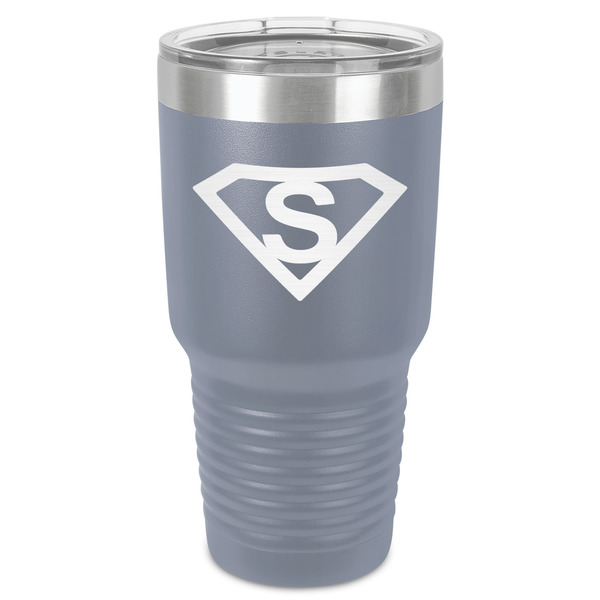 Custom Super Hero Letters 30 oz Stainless Steel Tumbler - Grey - Single-Sided