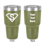 Super Hero Letters 30 oz Stainless Steel Tumbler - Olive - Double-Sided (Personalized)