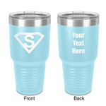 Super Hero Letters 30 oz Stainless Steel Tumbler - Teal - Double-Sided (Personalized)