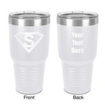 Super Hero Letters 30 oz Stainless Steel Tumbler - White - Double-Sided (Personalized)