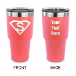 Super Hero Letters 30 oz Stainless Steel Tumbler - Coral - Double Sided (Personalized)