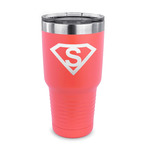 Super Hero Letters 30 oz Stainless Steel Tumbler - Coral - Single Sided