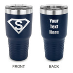 Super Hero Letters 30 oz Stainless Steel Tumbler - Navy - Double Sided (Personalized)