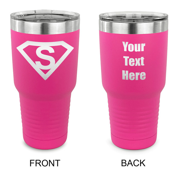 Custom Super Hero Letters 30 oz Stainless Steel Tumbler - Pink - Double Sided (Personalized)