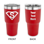 Super Hero Letters 30 oz Stainless Steel Tumbler - Red - Double Sided (Personalized)