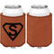 Super Hero Letters Cognac Leatherette Can Sleeve - Single Sided Front and Back