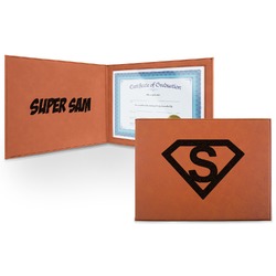 Super Hero Letters Leatherette Certificate Holder - Front and Inside (Personalized)