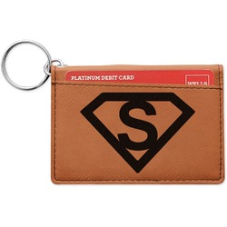 Super Hero Letters Leatherette Keychain ID Holder - Single Sided