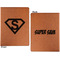 Super Hero Letters Cognac Leatherette Portfolios with Notepad - Large - Double Sided - Apvl