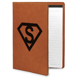 Super Hero Letters Leatherette Portfolio with Notepad - Large - Double Sided (Personalized)
