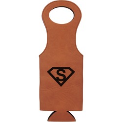 Super Hero Letters Leatherette Wine Tote - Single Sided