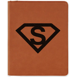 Super Hero Letters Leatherette Zipper Portfolio with Notepad