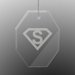 Super Hero Letters Engraved Glass Ornament - Octagon