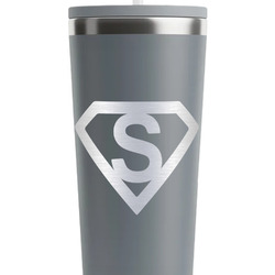 Super Hero Letters RTIC Everyday Tumbler with Straw - 28oz - Grey - Double-Sided (Personalized)