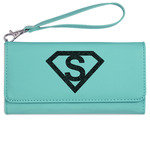 Super Hero Letters Ladies Leatherette Wallet - Laser Engraved- Teal