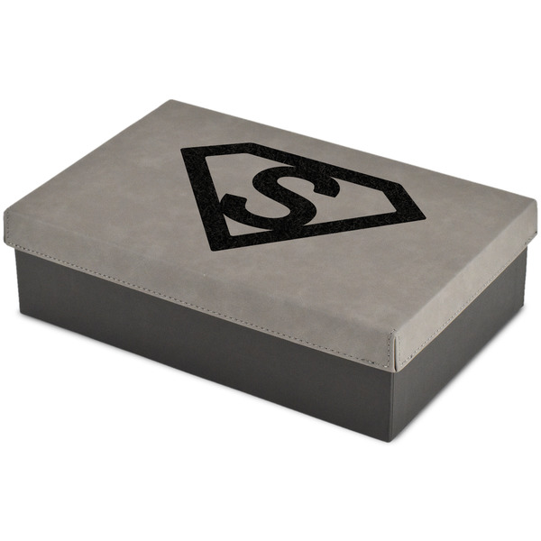 Custom Super Hero Letters Large Gift Box w/ Engraved Leather Lid