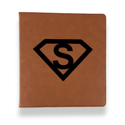 Super Hero Letters Leather Binder - 1" - Rawhide (Personalized)