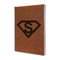 Super Hero Letters Leather Sketchbook - Small - Double Sided - Angled View