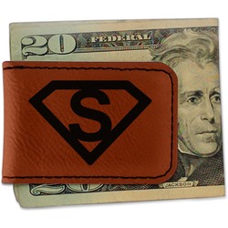 Super Hero Letters Leatherette Magnetic Money Clip - Single Sided