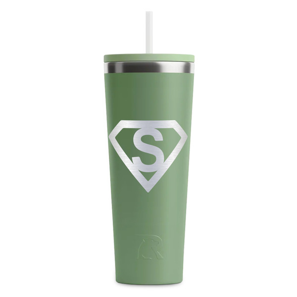 Custom Super Hero Letters RTIC Everyday Tumbler with Straw - 28oz - Light Green - Single-Sided