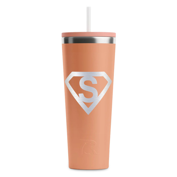 Custom Super Hero Letters RTIC Everyday Tumbler with Straw - 28oz - Peach - Double-Sided (Personalized)