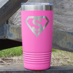 Super Hero Letters 20 oz Stainless Steel Tumbler - Pink - Double Sided (Personalized)