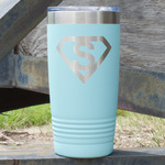 Super Hero Letters 20 oz Stainless Steel Tumbler - Teal - Double Sided (Personalized)