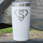 Super Hero Letters 20 oz Stainless Steel Tumbler - White - Single Sided