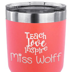 Teacher Gift 30 oz Stainless Steel Tumbler - Coral - Single-Sided (Personalized)
