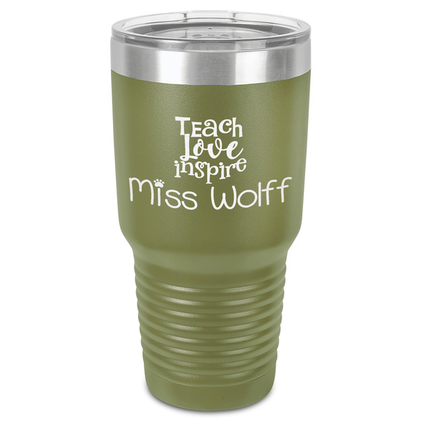 Custom Teacher Gift 30 oz Stainless Steel Tumbler - Olive - Single-Sided (Personalized)