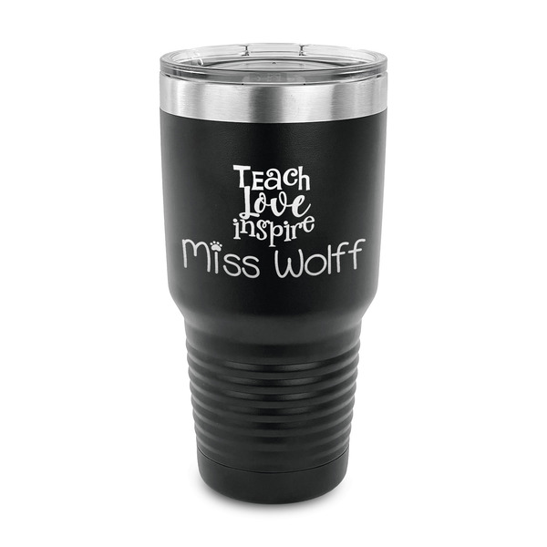 Custom Teacher Gift 30 oz Stainless Steel Tumbler - Black - Single-Sided (Personalized)
