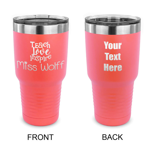 Custom Teacher Gift 30 oz Stainless Steel Tumbler - Coral - Double-Sided (Personalized)